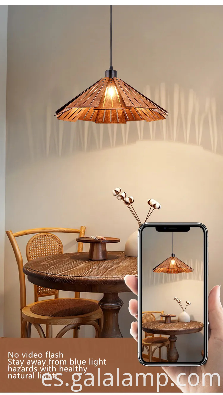 Elegante luz colgante de madera japonesa para salas de té